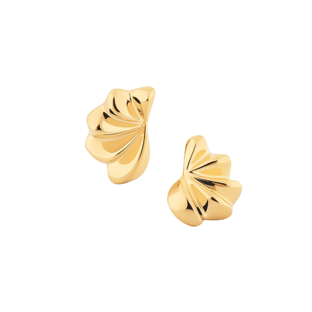 Serena Sculptural Fan Gold Earrings