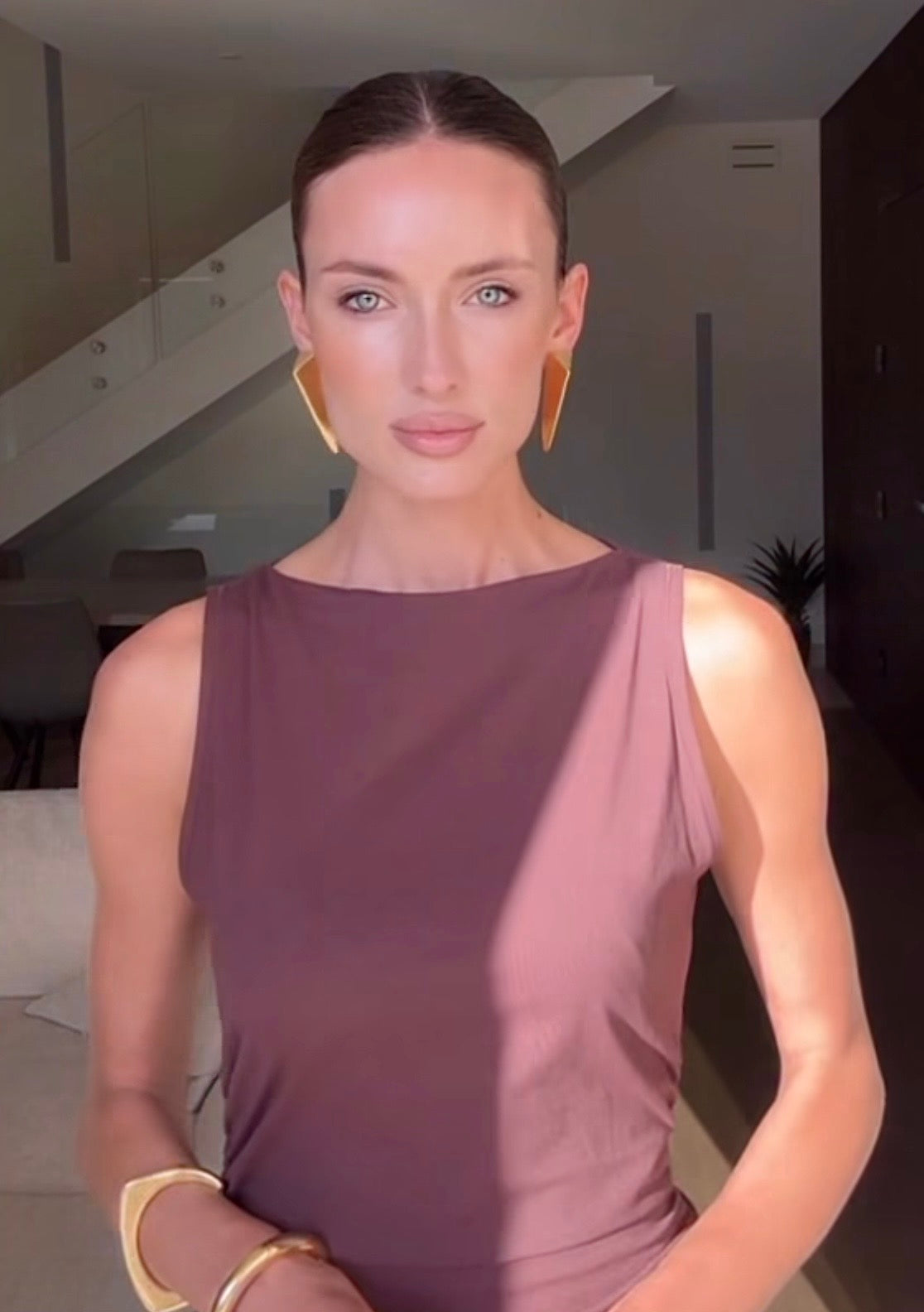 Isadora Sculptural Gold Drop Earrings