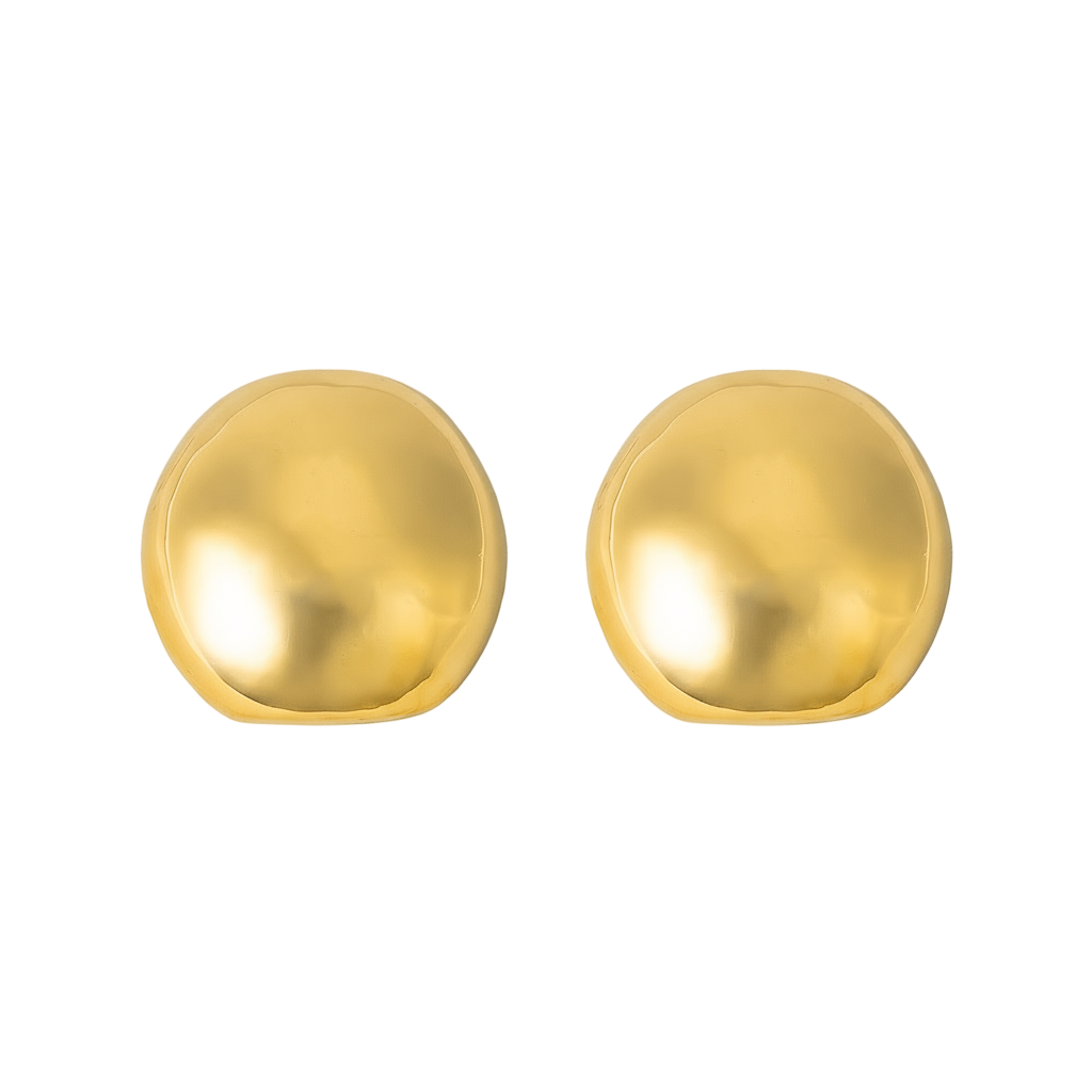 Selena Gold Round Dome Earrings